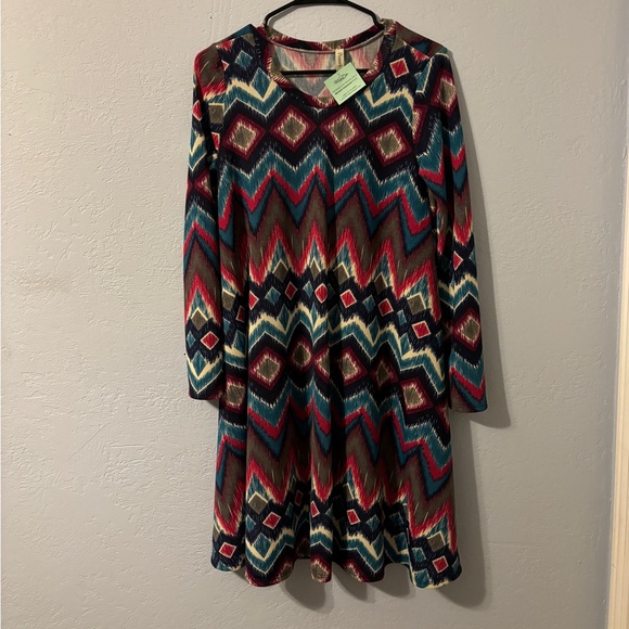 NWT jewel tone long sleeve dress, large - Picture 2 of 12